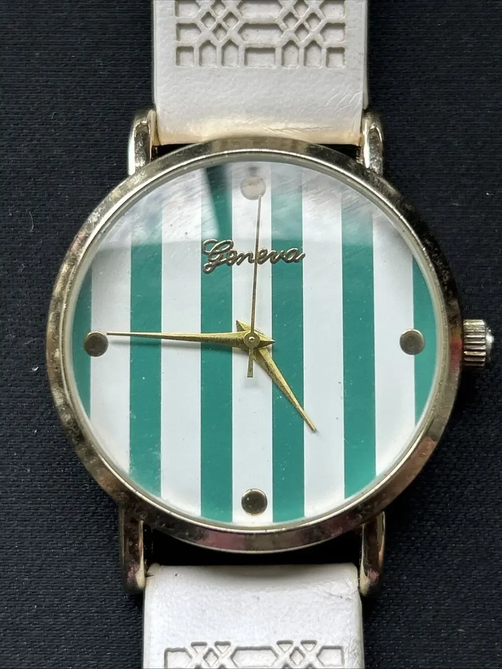 Geneva Green And White Dial Gold Tone Case Women’s Quartz Watch